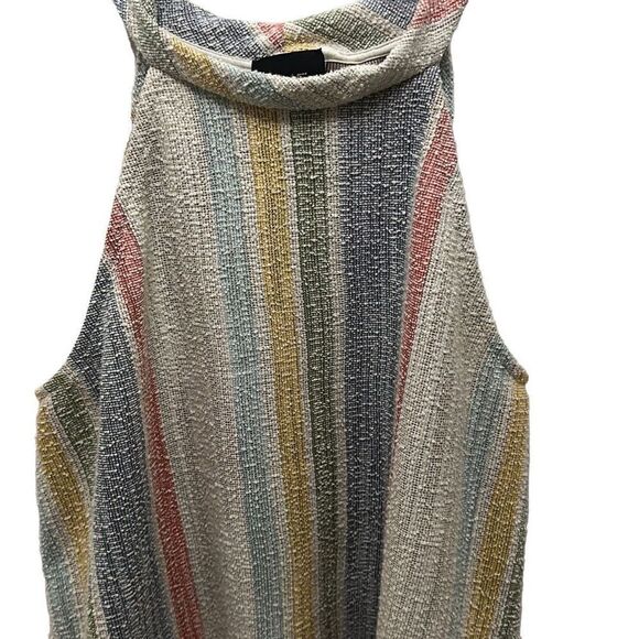 W5 Women's TankTop White Blue Green Yellow Stripe Sleeveless Shirt Blouse Size L - Picture 3 of 5